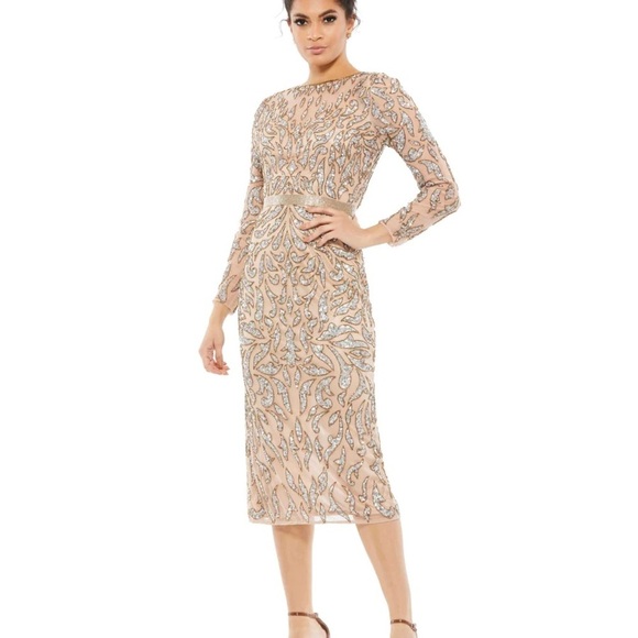 (220) ❤️ BNWT Mac Duggal EMBELLISHED ILLUSION SHEATH DRESS #5521 - Picture 1 of 11